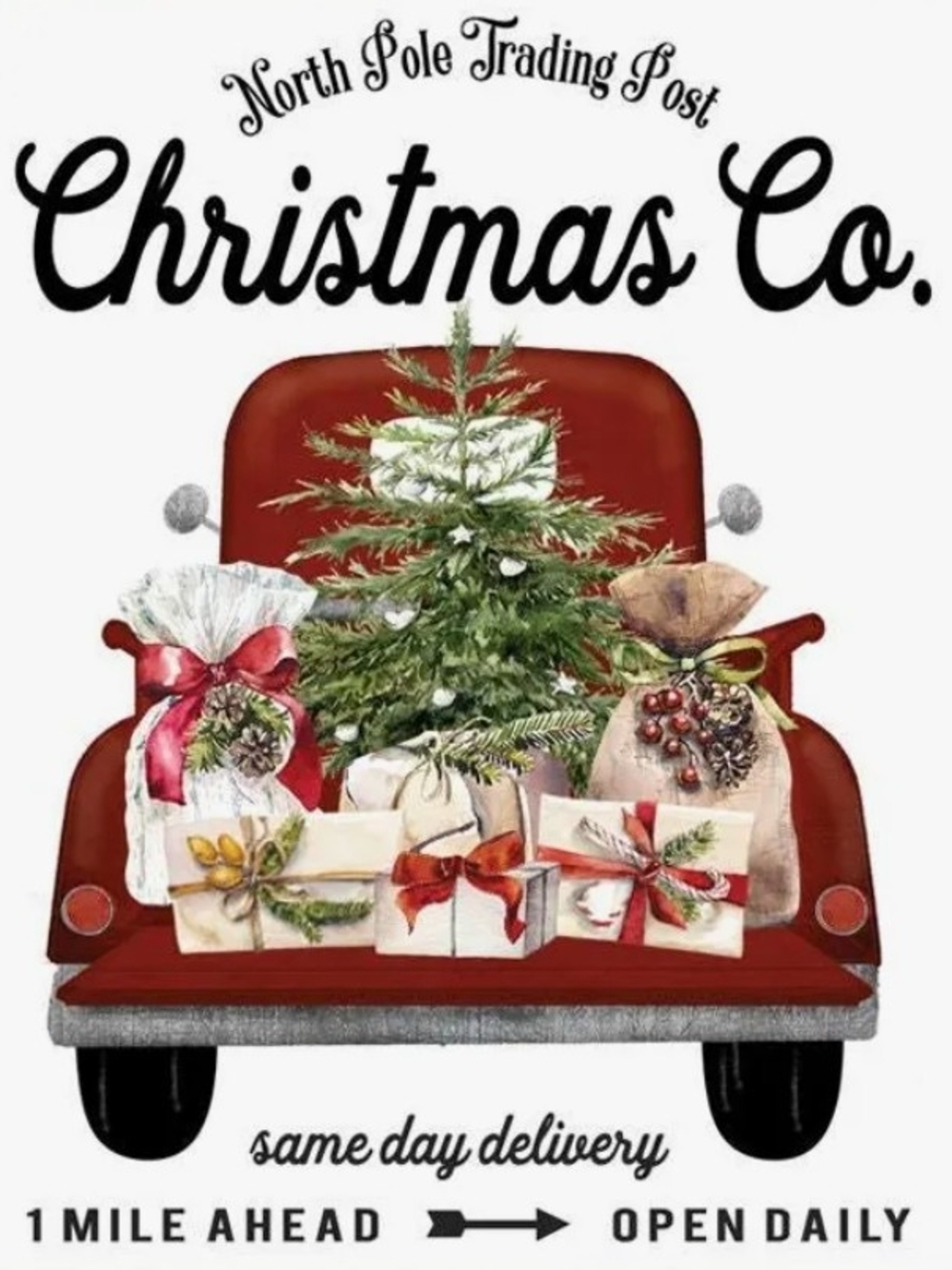 Red Holiday Truck Canvas Wall Art 8x10 Print